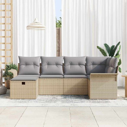 Trädgårdsoffset 6 st Poly rattan