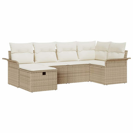 Trädgårdsoffset 6 st Poly rattan