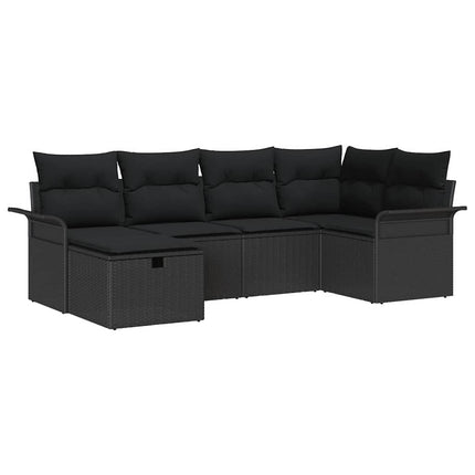 Trädgårdsoffset med kudde med lagring 6 pcs Poly rattan