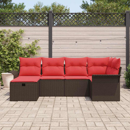 Trädgårdsoffset med kudde med lagring 6 pcs Poly rattan