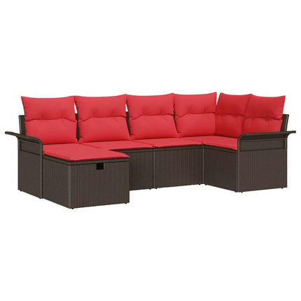 Trädgårdsoffset med kudde med lagring 6 pcs Poly rattan