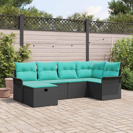 Trädgårdsoffset med kudde med lagring 6 pcs Poly rattan