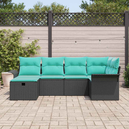 Trädgårdsoffset med kudde med lagring 6 pcs Poly rattan