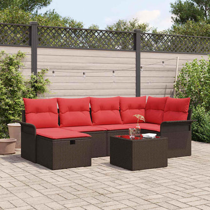 Trädgårdsoffset med kudde med lagring 7 pcs Poly rattan
