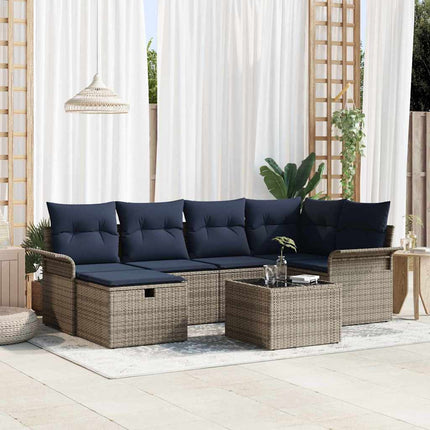 Trädgårdsoffset 7 st Poly rattan