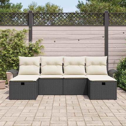 Trädgårdsoffset med kudde med lagring 6 pcs Poly rattan