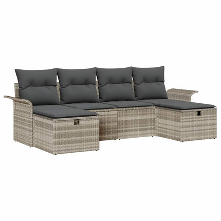 Trädgårdsoffset 6 st Poly rattan
