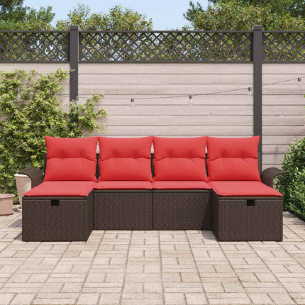 Trädgårdsoffset med kudde med lagring 6 pcs Poly rattan