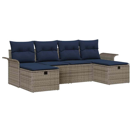 Trädgårdsoffset med kudde med lagring 6 pcs Poly rattan