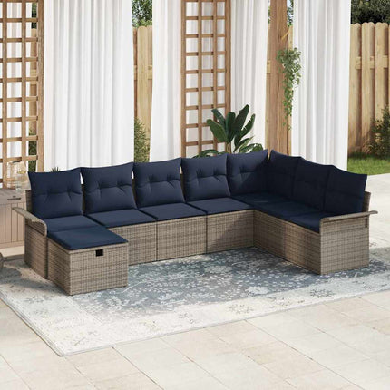 Trädgårdsoffset med kudde med lagring 8 pcs Poly rattan