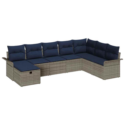 Trädgårdsoffset med kudde med lagring 8 pcs Poly rattan