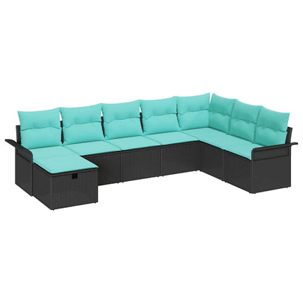Trädgårdsoffset med kudde med lagring 8 pcs Svart Poly rattan