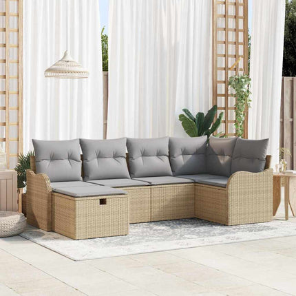 Trädgårdsoffset 6 st Poly rattan