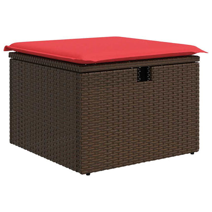 Trädgårdsoffset med kudde med lagring 4 pcs Brun konstrotting
