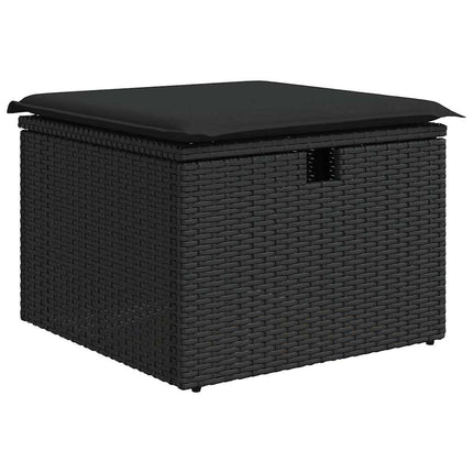 Trädgårdsoffset med kudde med lagring 7 pcs Svart Poly rattan