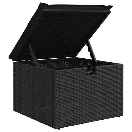 Trädgårdsoffset med kudde med lagring 6 pcs Svart konstrotting