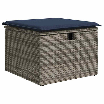 Trädgårdsoffset med kudde med lagring 6 pcs Grå Poly rattan