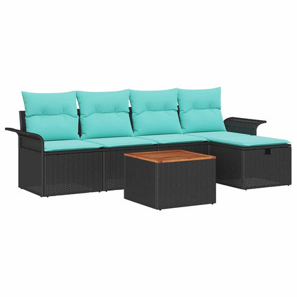 Trädgårdsoffset 6 st Svart Poly rattan