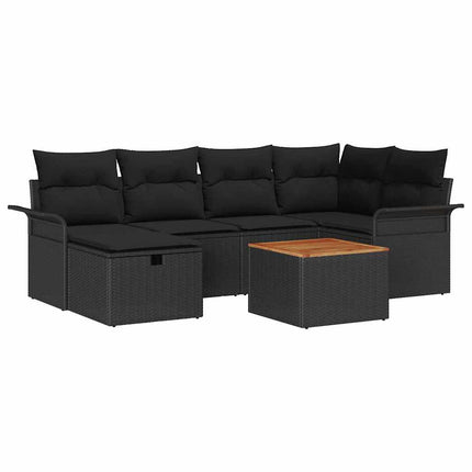 Trädgårdsoffset 7 st Svart Poly rattan