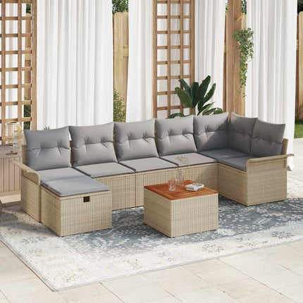 Trädgårdsoffset 8 st Beige Poly rattan
