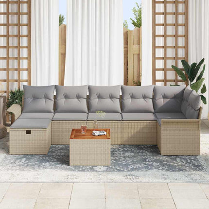 Trädgårdsoffset 8 st Beige Poly rattan