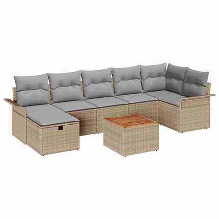 Trädgårdsoffset 8 st Beige Poly rattan