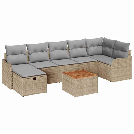 Trädgårdsoffset 8 st Beige Poly rattan