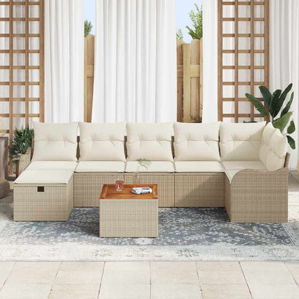 Trädgårdsoffset 8 st Beige Poly rattan