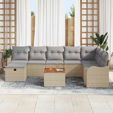 Trädgårdsoffset 9 st Beige Poly rattan