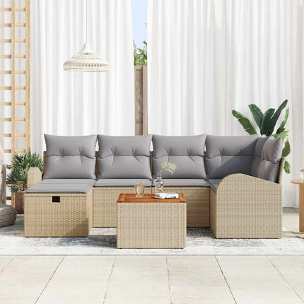 Trädgårdsoffset 7 st Beige Poly rattan