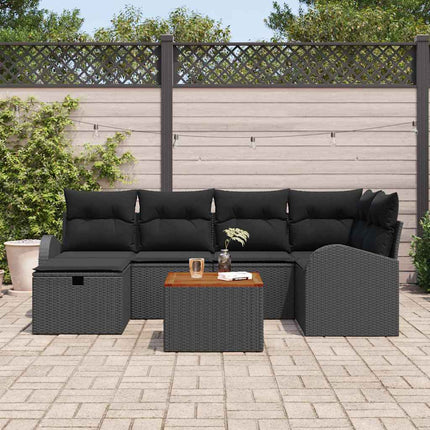 Trädgårdsoffset 7 st Svart Poly rattan