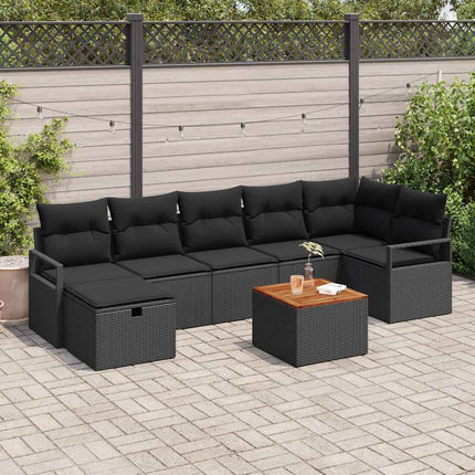 Trädgårdsoffset 8 st Svart Poly rattan