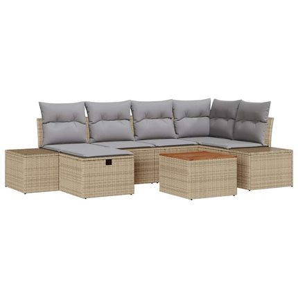 Trädgårdsoffset 7 st Beige Poly rattan