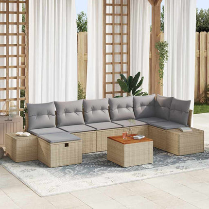 Trädgårdsoffset 8 st Beige Poly rattan