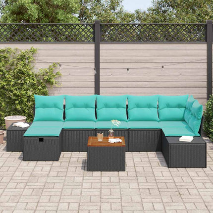 Trädgårdsoffset 8 st Svart Poly rattan