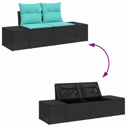 Trädgårdsoffset 9 st Svart Poly rattan