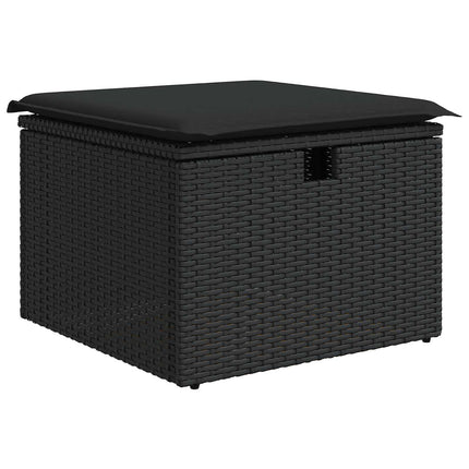 Trädgårdsoffset med kudde 5 pcs Svart Poly rattan