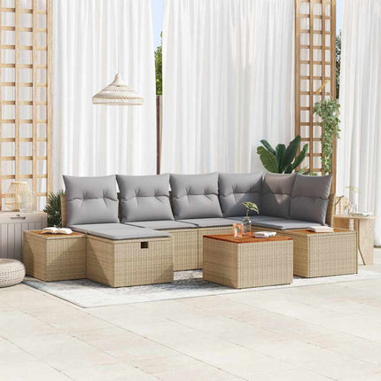 Trädgårdsoffset 7 st Beige konstrotting