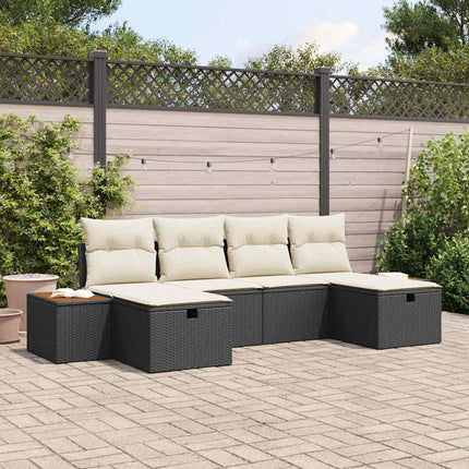 Trädgårdsoffset 6 pcs Svart 55 x 62 x 69 cm Poly rattan