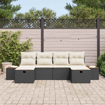Trädgårdsoffset 6 pcs Svart 55 x 62 x 69 cm Poly rattan