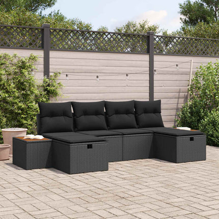Trädgårdsoffset 6 pcs Svart 55 x 62 x 69 cm Poly rattan
