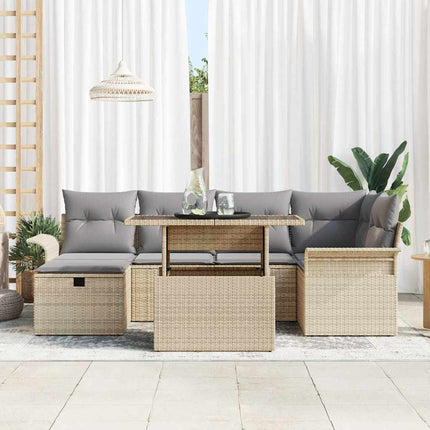 Trädgårdsoffset 7 st Beige konstrotting