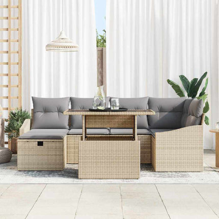 Trädgårdsoffset 7 st Beige konstrotting