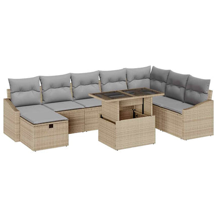 Trädgårdsoffset 9 st Beige konstrotting