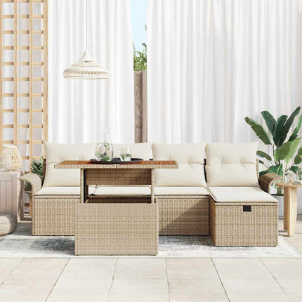 Trädgårdsoffset 6 pcs Beige konstrotting