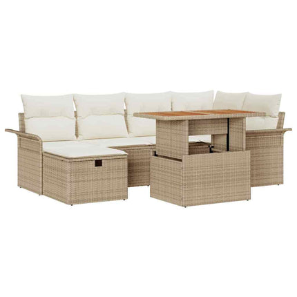 Trädgårdsoffset 7 pcs Beige konstrotting