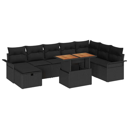 Trädgårdsoffset 9 pcs Svart konstrotting