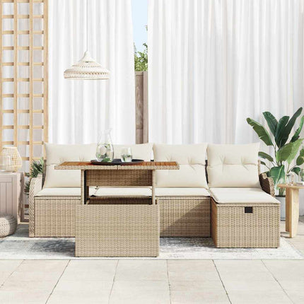 Trädgårdsoffset 6 pcs Beige konstrotting