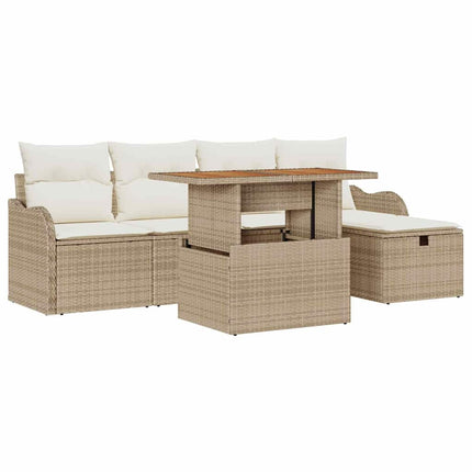 Trädgårdsoffset 6 pcs Beige konstrotting