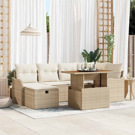 Trädgårdsoffset 7 pcs Beige konstrotting